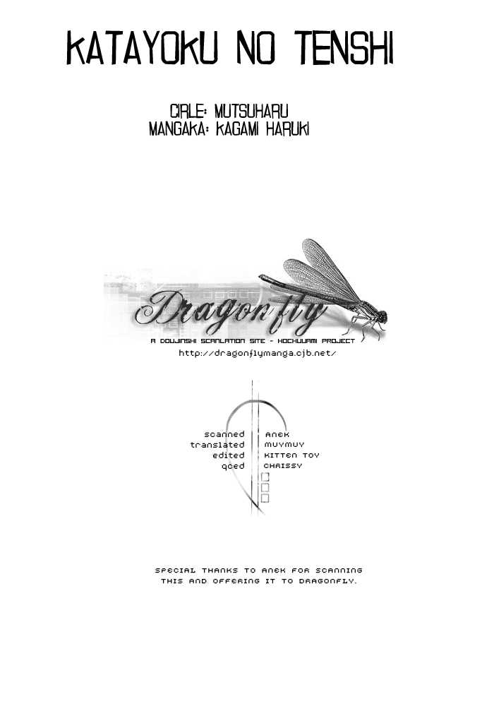 (SC22) [Mutsuharu (Kagami Haruki)] Katayoku no Tenshi | One-Winged Angel (Full Metal Alchemist) [English] [Dragonfly] (サンクリ22) [睦春 (加賀未春樹)] 片翼の天使 (鋼の錬金術師) [英訳]